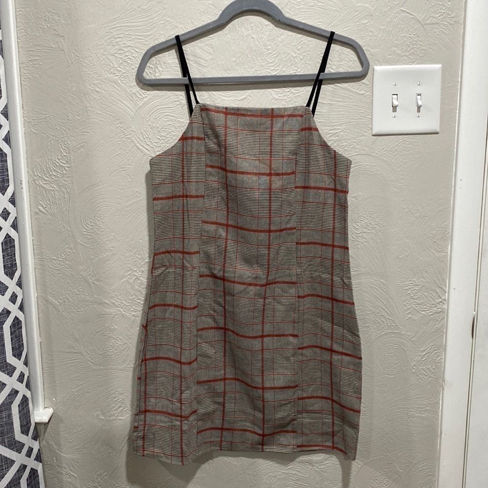 Hem & Thread Plaid Spaghetti Strap Mini Dress or Jumper Size Medium